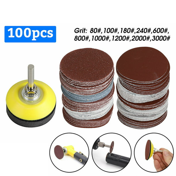 100pcs 80-3000 Grit 2Inch Sander Sanding Discs Pads Hook & Loop Sandpaper Set 